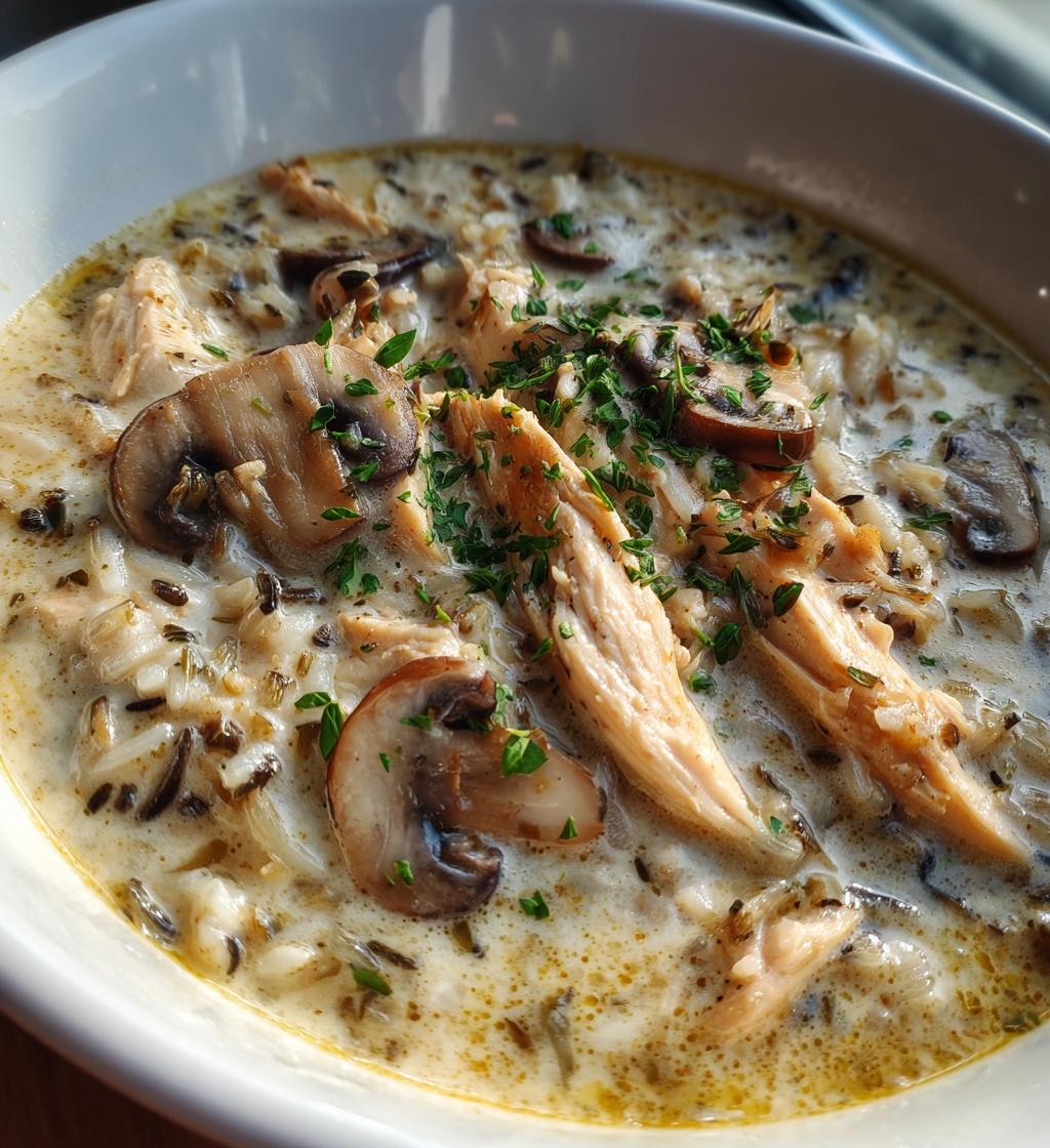 Creamy Mushroom Chicken and Wild Rice Soup - detail 1