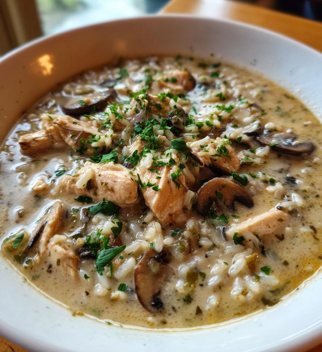 Creamy Mushroom Chicken and Wild Rice Soup