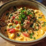 Creamy Parmesan Italian Sausage Ditalini Soup