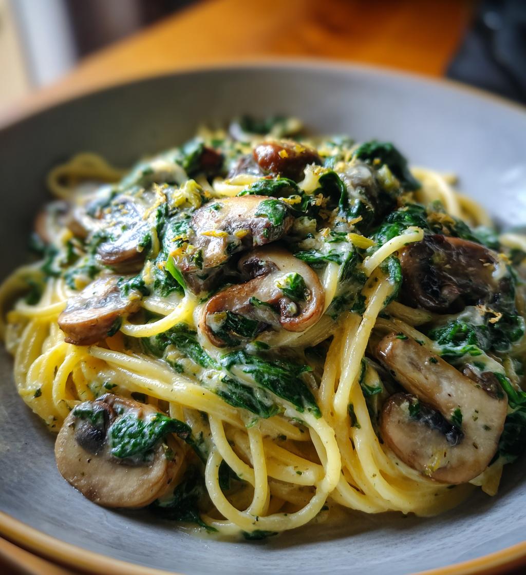 Creamy Spinach Mushroom Pasta - detail 1