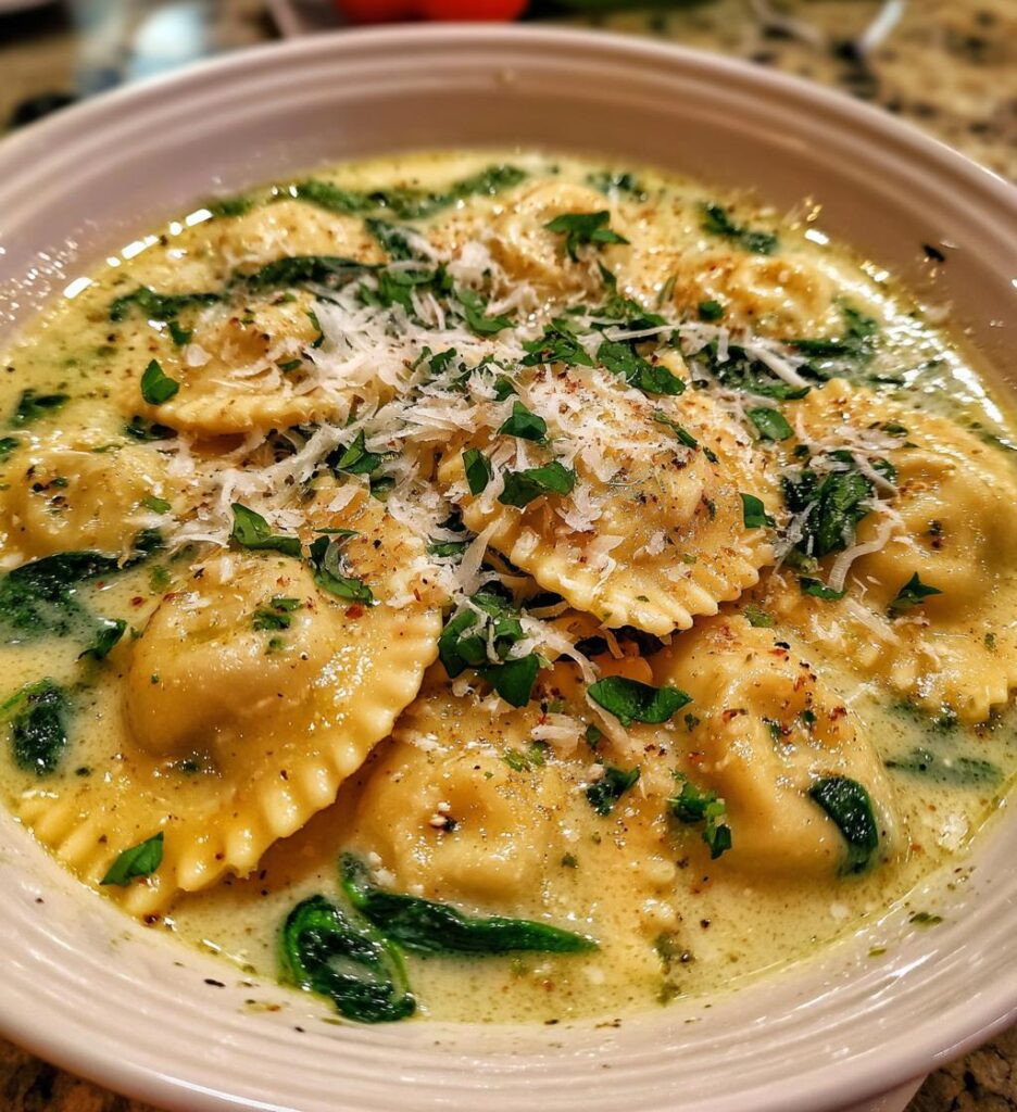 Creamy Tuscan Ravioli Soup