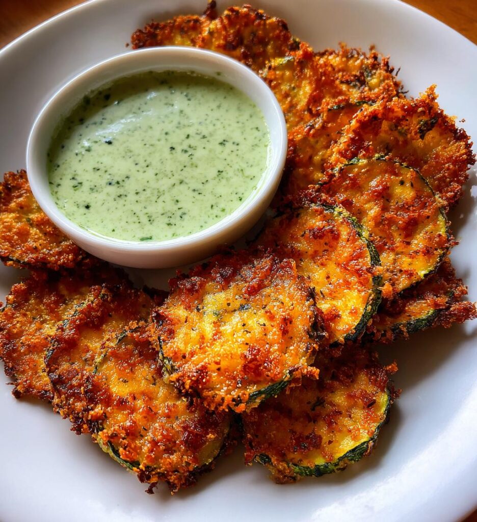 Crispy Zucchini Chips With Basil Mayo