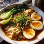 Dumpling Ramen Bowl with Soft-Boiled Eggs