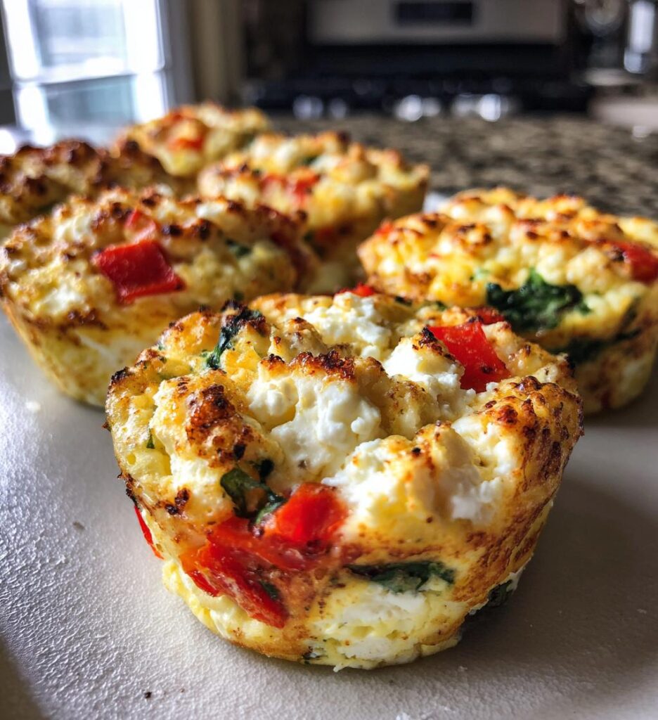 Egg White Bites Bell Pepper Spinach Feta