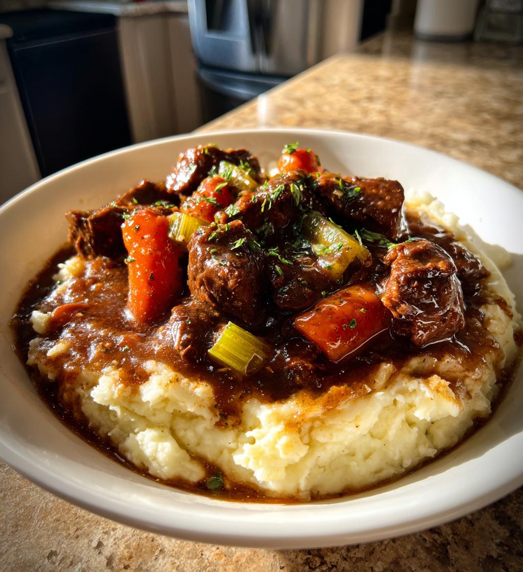Fall Apple Cider Stew over Mashed Potatoes - detail 1