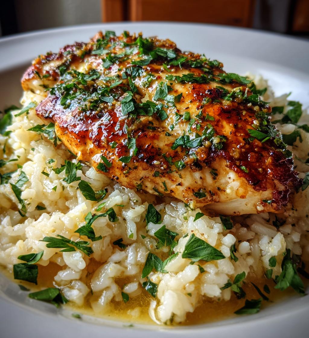Garlic Butter Chicken Served With Parmesan Rice - detail 1