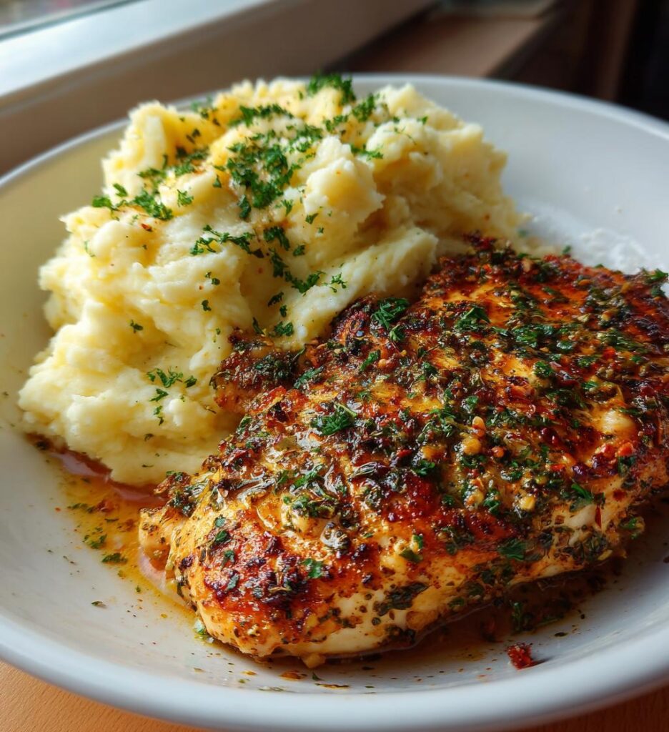 Garlic Herb Chicken with Mashed Potatoes