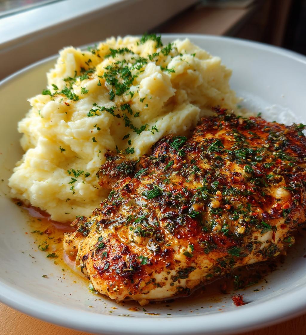Garlic Herb Chicken with Mashed Potatoes
