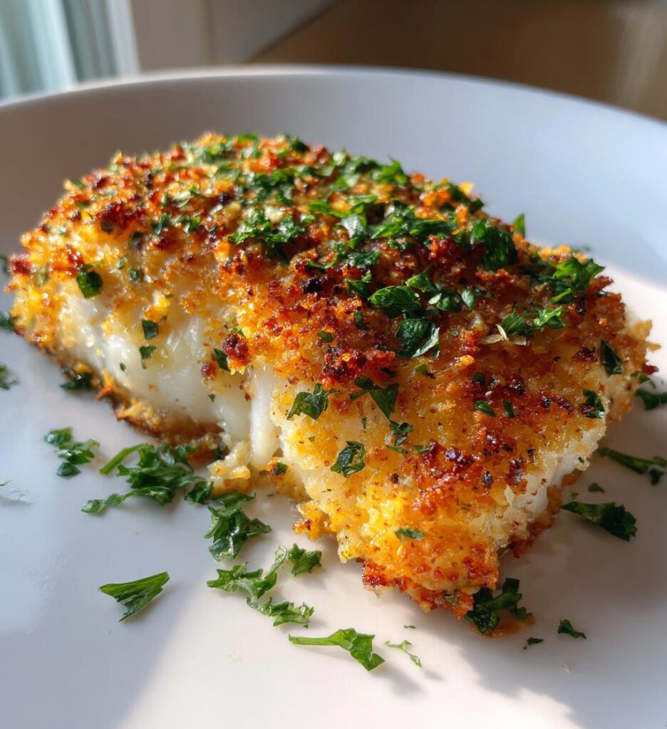 Garlic Parmesan Crusted Halibut