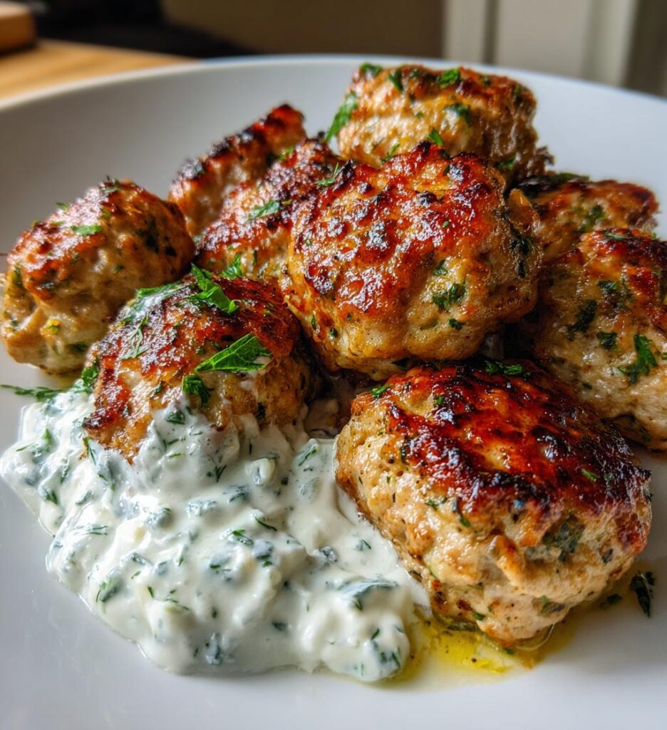 Greek Turkey Meatballs With Tzatziki Sauce