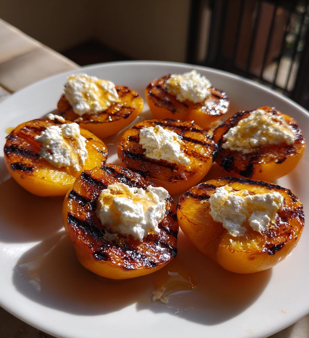 Grilled Apricots With Whipped Goat Cheese and Honey - detail 1