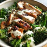 Grilled Chicken & Broccoli Bowls with Creamy Garlic Sauce