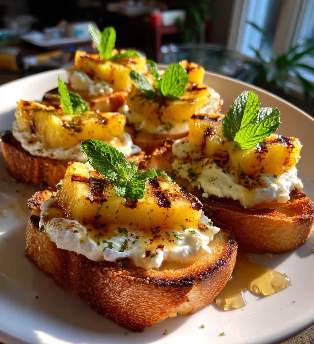 Grilled Pineapple Crostini With Burrata and Honey - detail 1