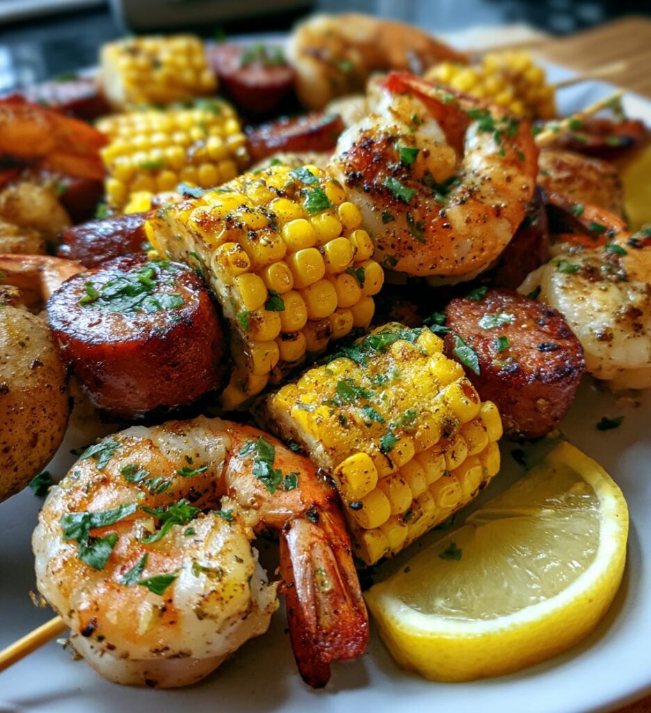 Grilled Seafood Boil Skewers