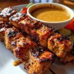 Grilled Thai Chicken Skewers with Peanut Sauce