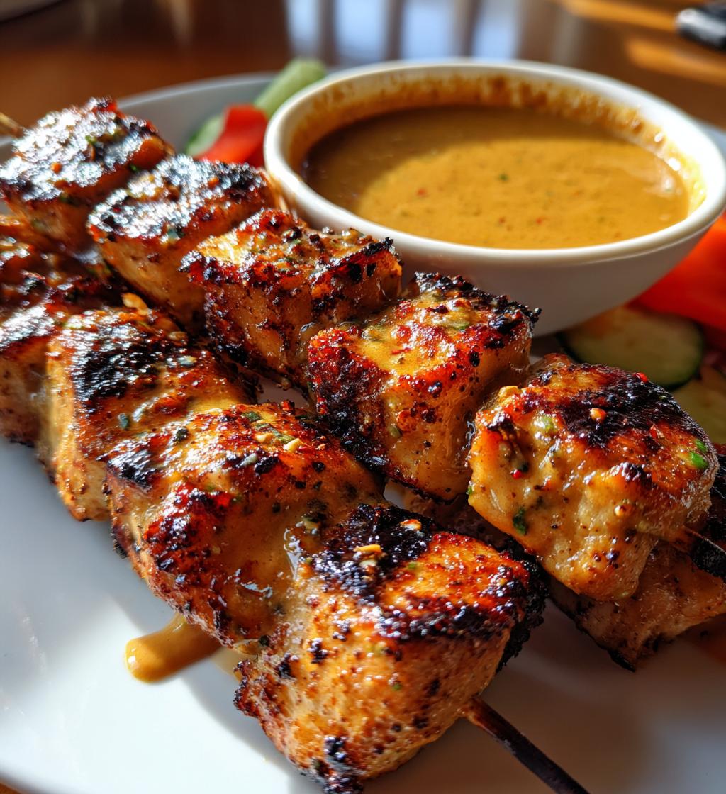 Grilled Thai Chicken Skewers with Peanut Sauce