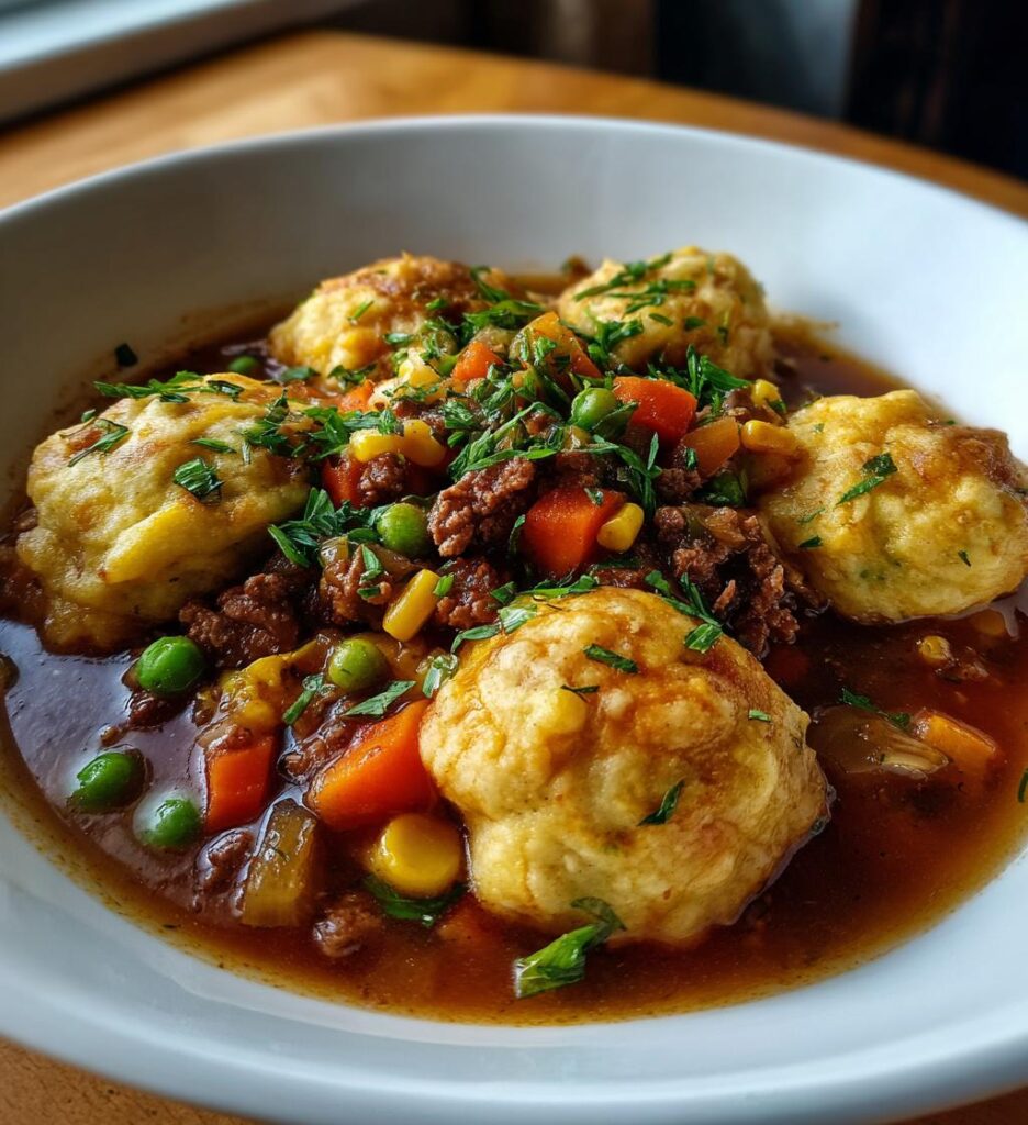 Ground Beef and Dumplings Comfort Food