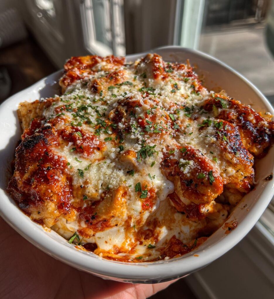 High Protein Chicken Parm Cottage Cheese Bowl