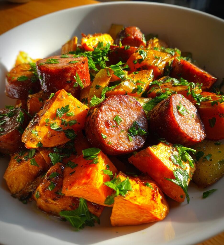 Honey Garlic Sausage Sweet Potatoes