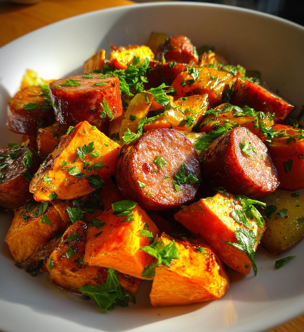 Honey Garlic Sausage Sweet Potatoes