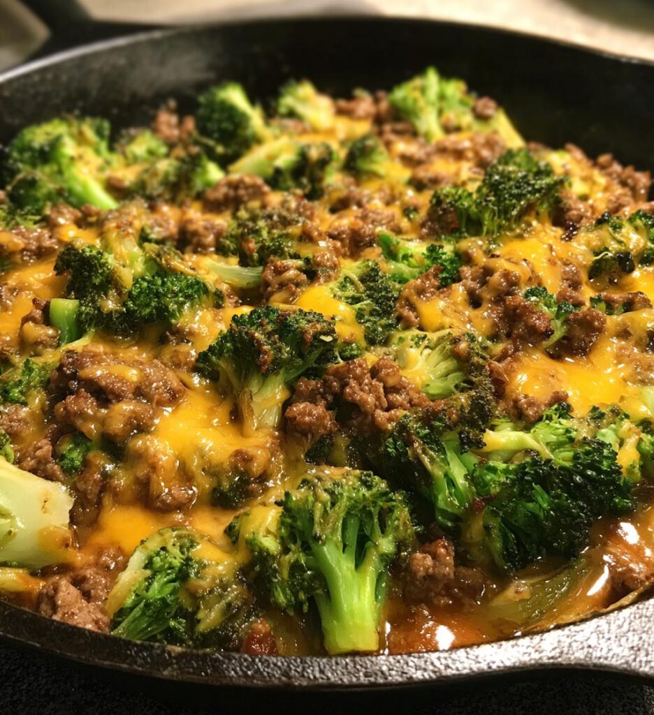 Keto Hamburger Broccoli Skillet