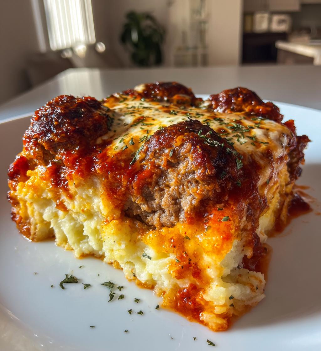 Meatball & Mashed Potato Bake
