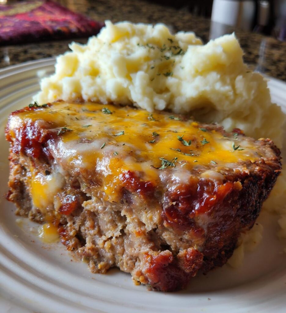 Meatloaf with Mashed Potatoes and Cheese