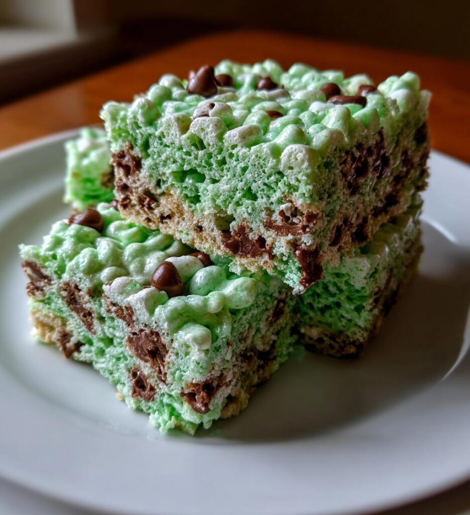 Mint Chocolate Chip Rice Krispie Treats