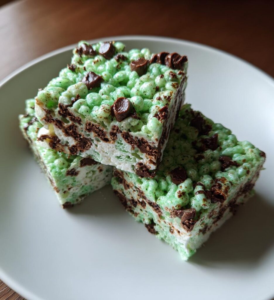 Mint Chocolate Chip Rice Krispie Treats
