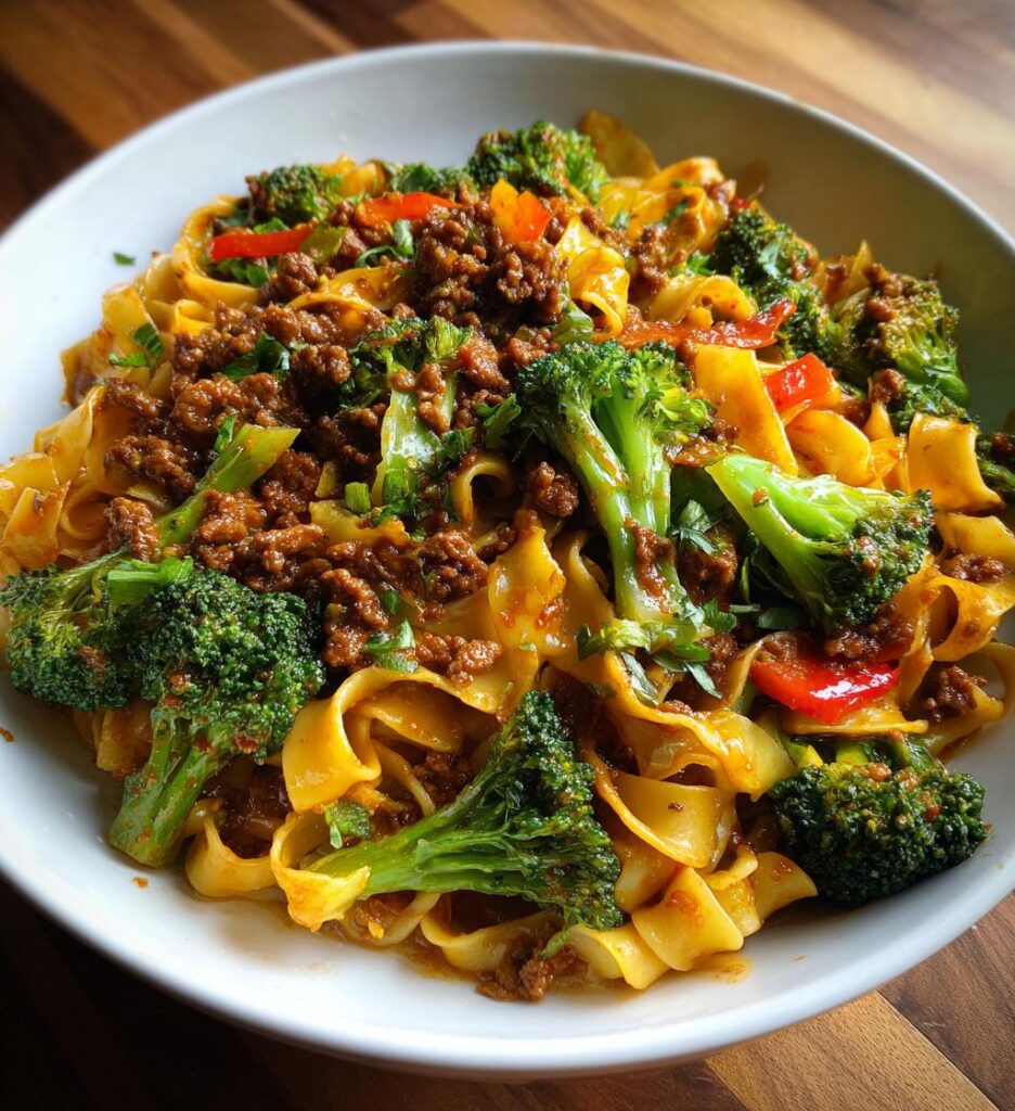Mongolian Ground Beef Noodles