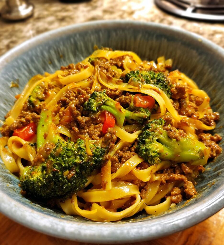 Mongolian Ground Beef Noodles
