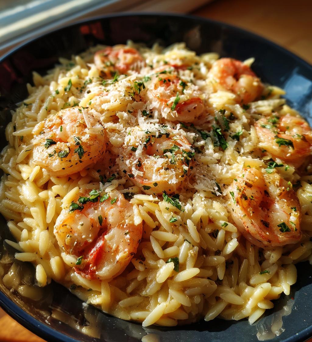 One Pan Parmesan Orzo with Shrimp