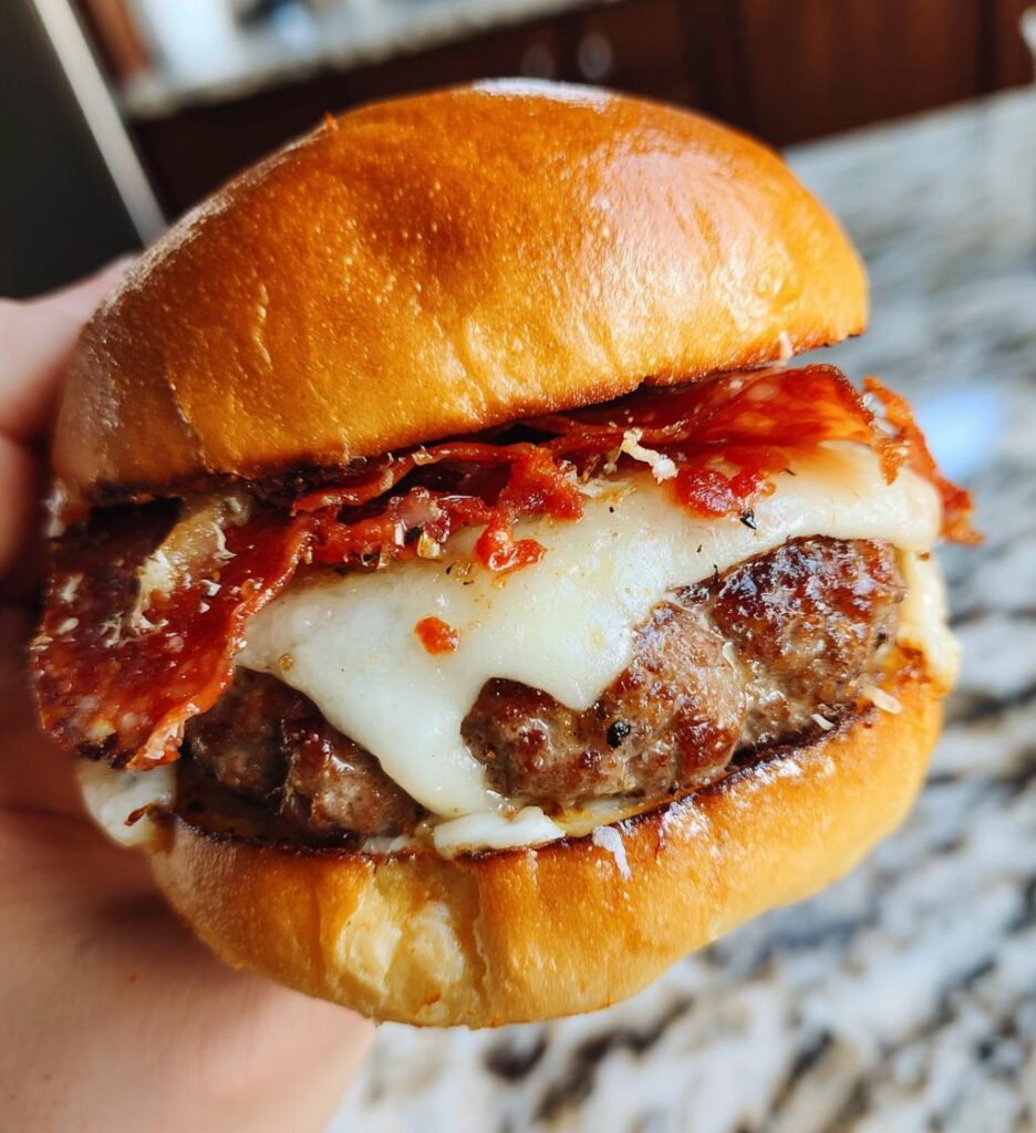 Pepperoni Burger Provolone Brioche