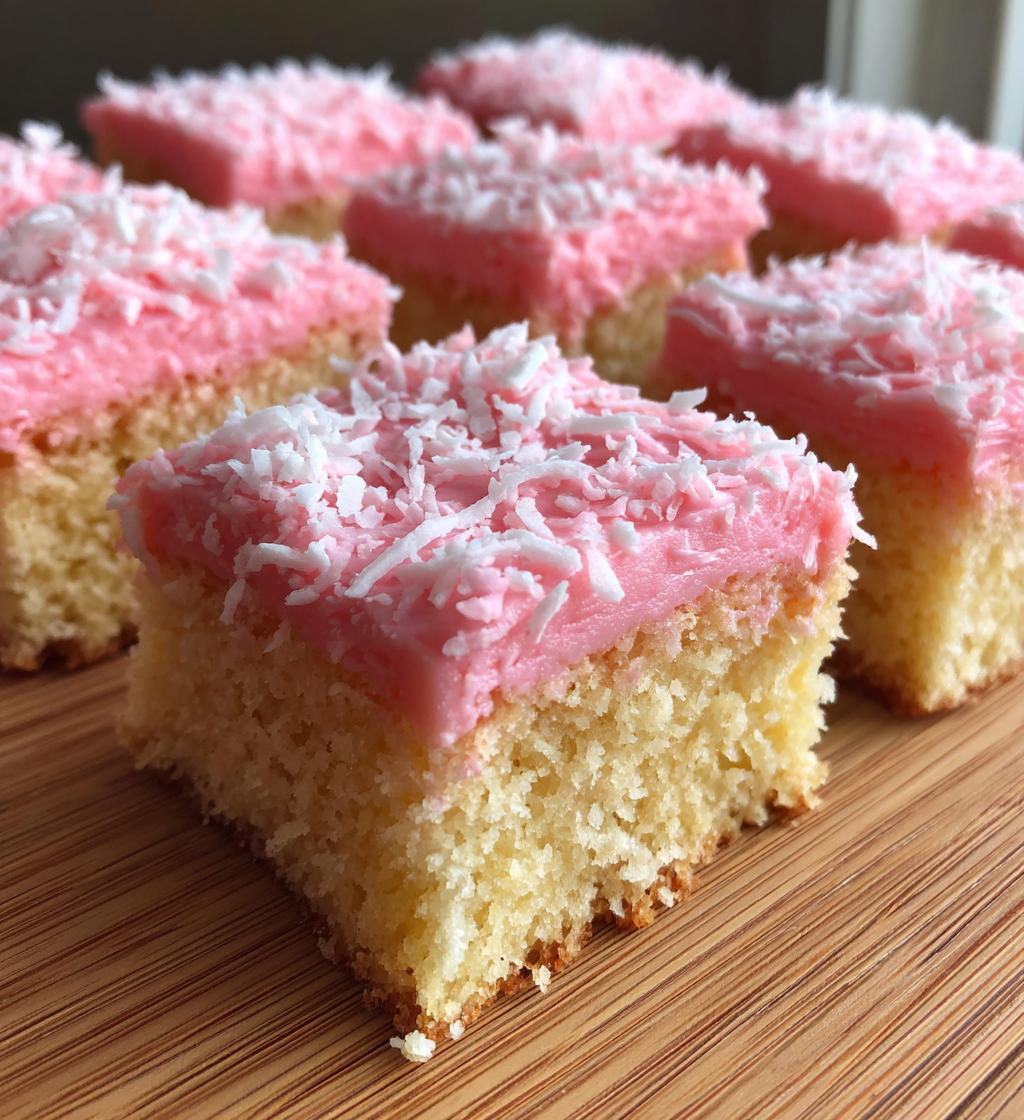 Pink Coconut Snowball Cake Bars - detail 1