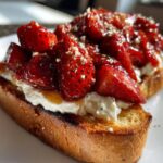 Roasted Strawberry Whipped Ricotta Toast