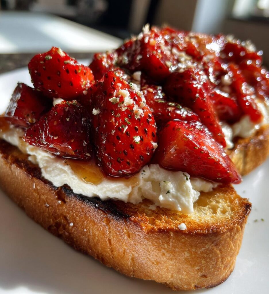 Roasted Strawberry Whipped Ricotta Toast