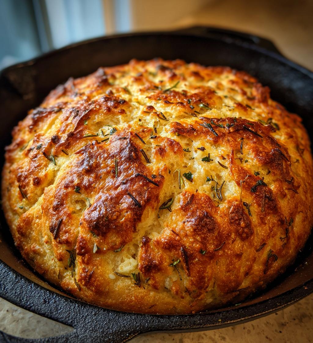Rustic Garlic Rosemary Skillet Bread