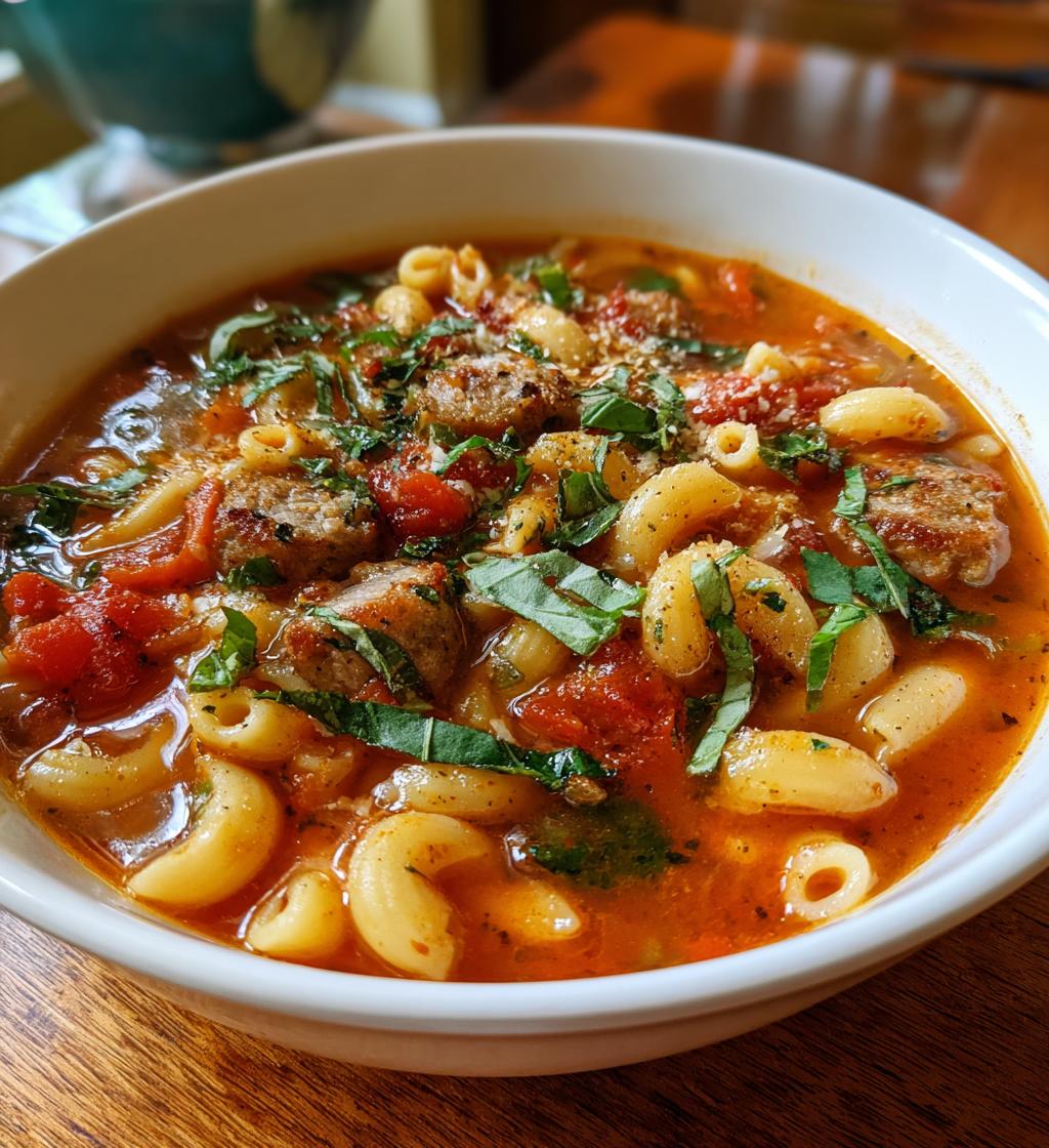 Sausage and Tomato Pasta Soup - detail 1