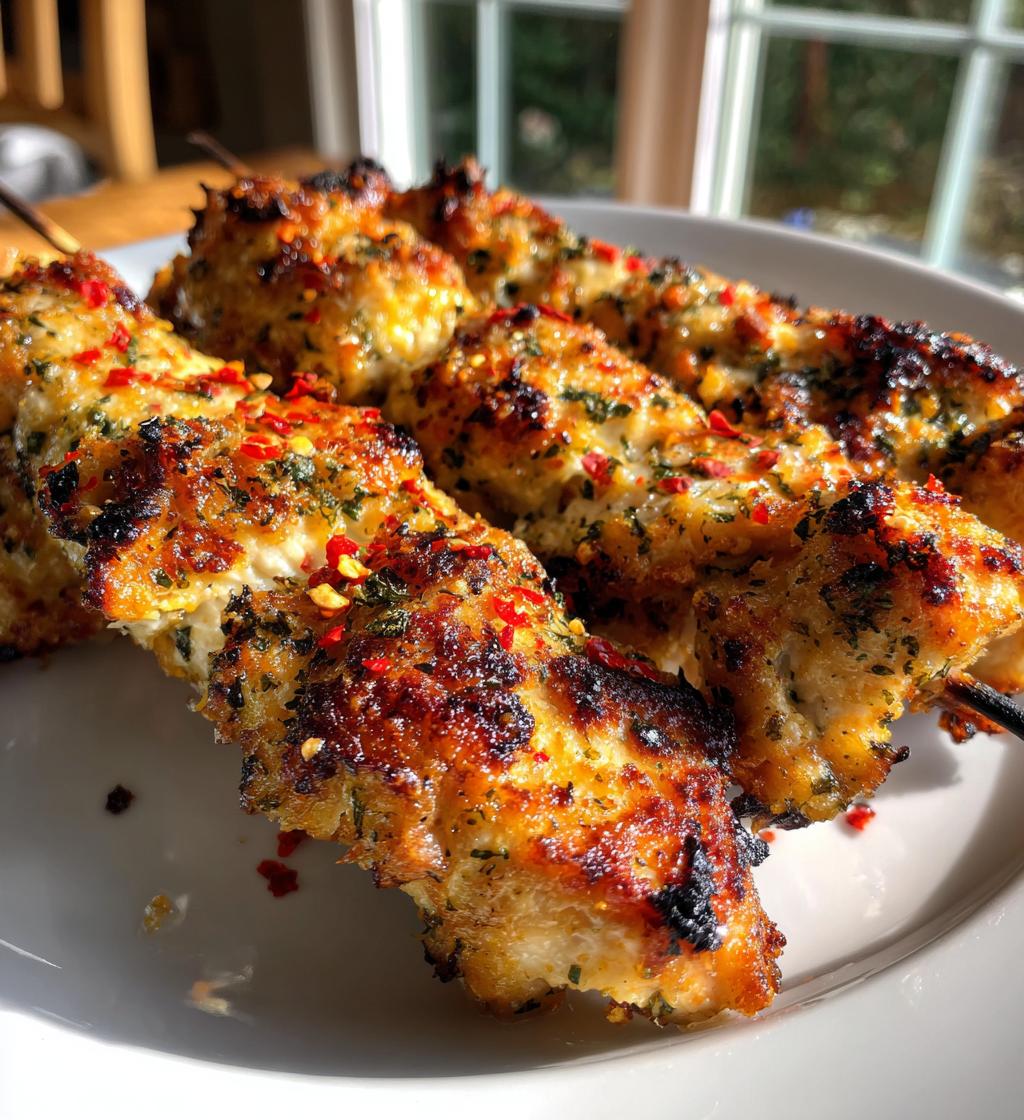 Spicy Garlic Parmesan Chicken Skewers