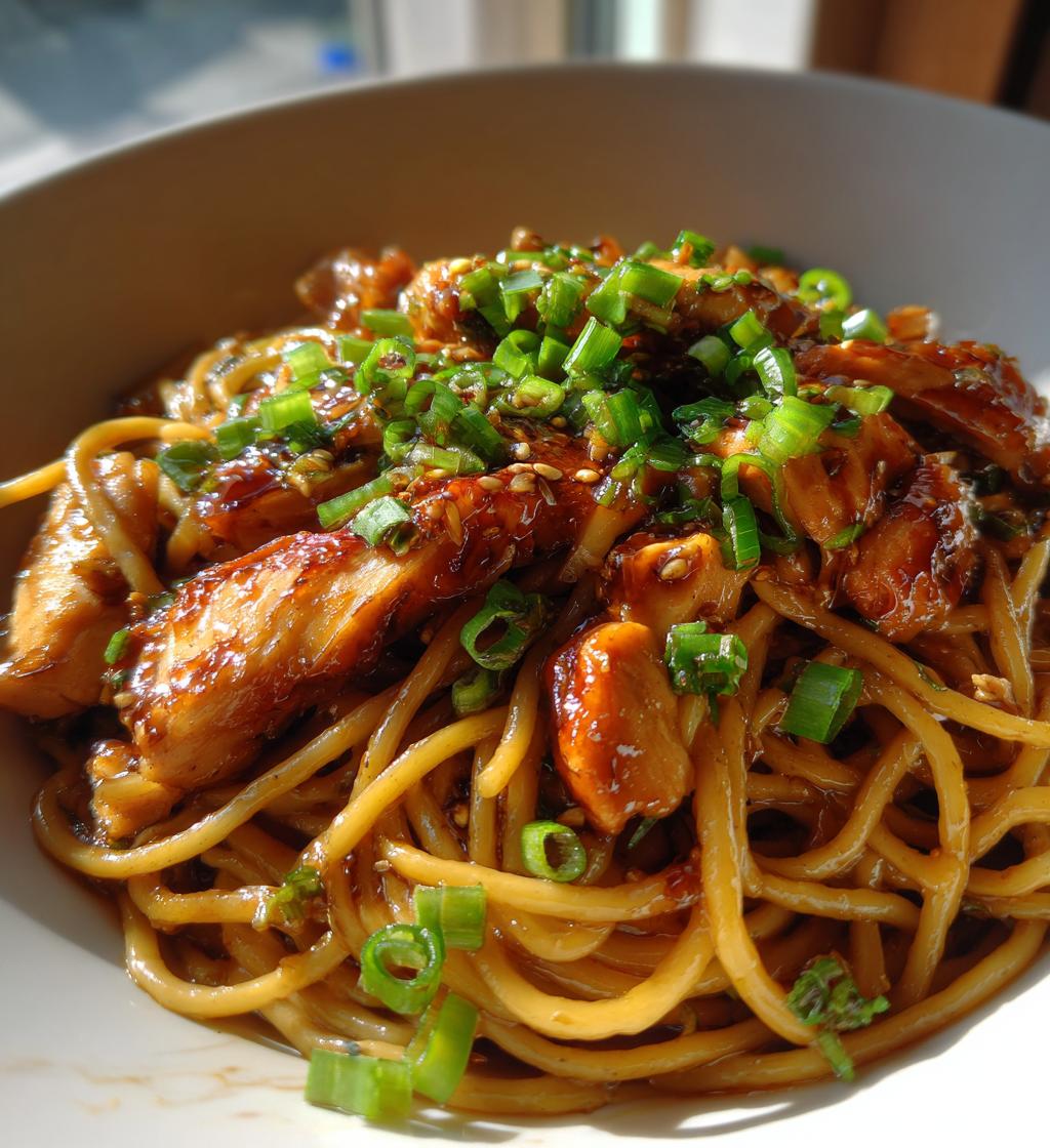 Sticky Garlic Chicken Noodles