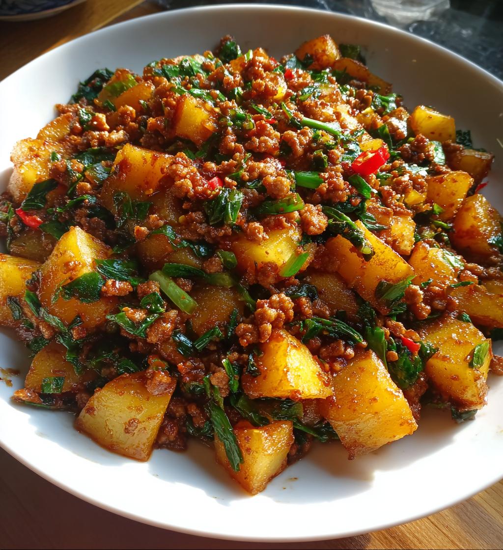 Stir Fried Potatoes Minced Meat