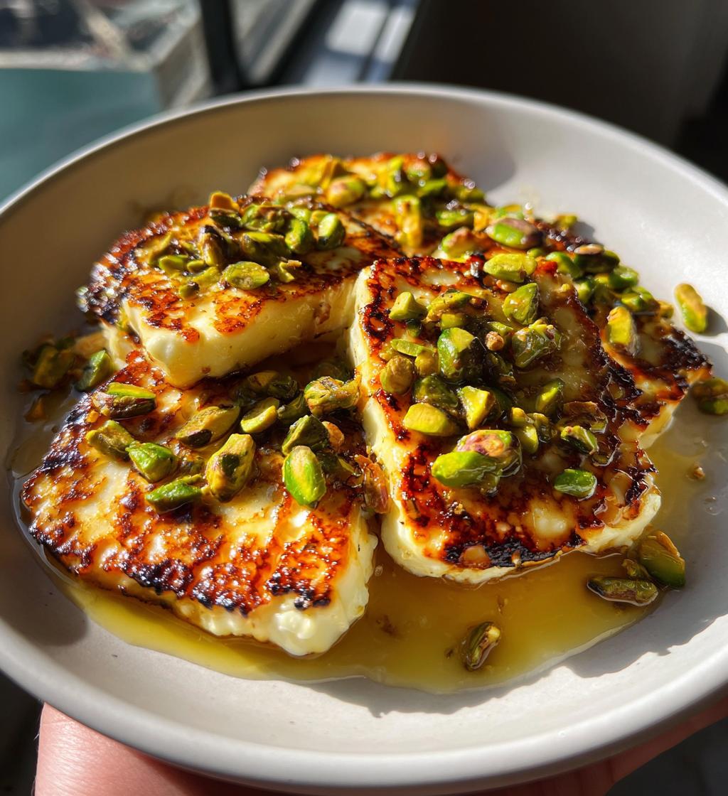 Swicy Pistachio Halloumi With Lime Glaze