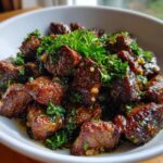 Tender Steak Bites In Garlic Butter With Creamy Parmesan Sauce