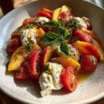 Tomato Peach Burrata Salad