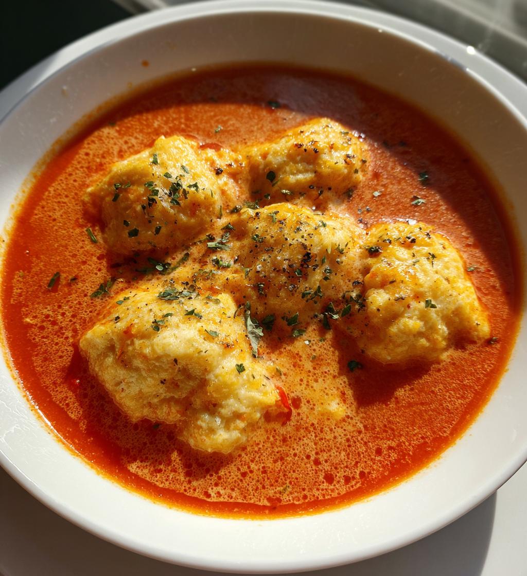 Tomato Soup with Cheddar Bay Dumplings - detail 1