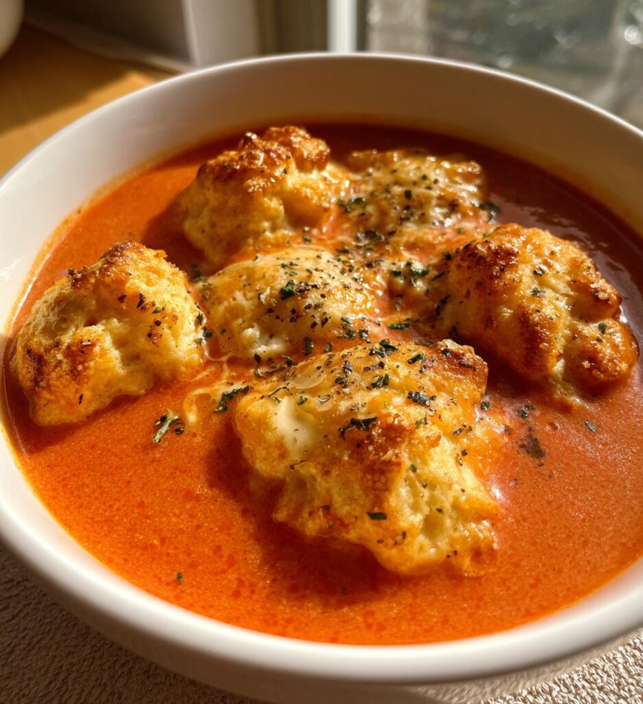 Tomato Soup with Cheddar Bay Dumplings