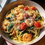 Tomato Spinach Shrimp Pasta