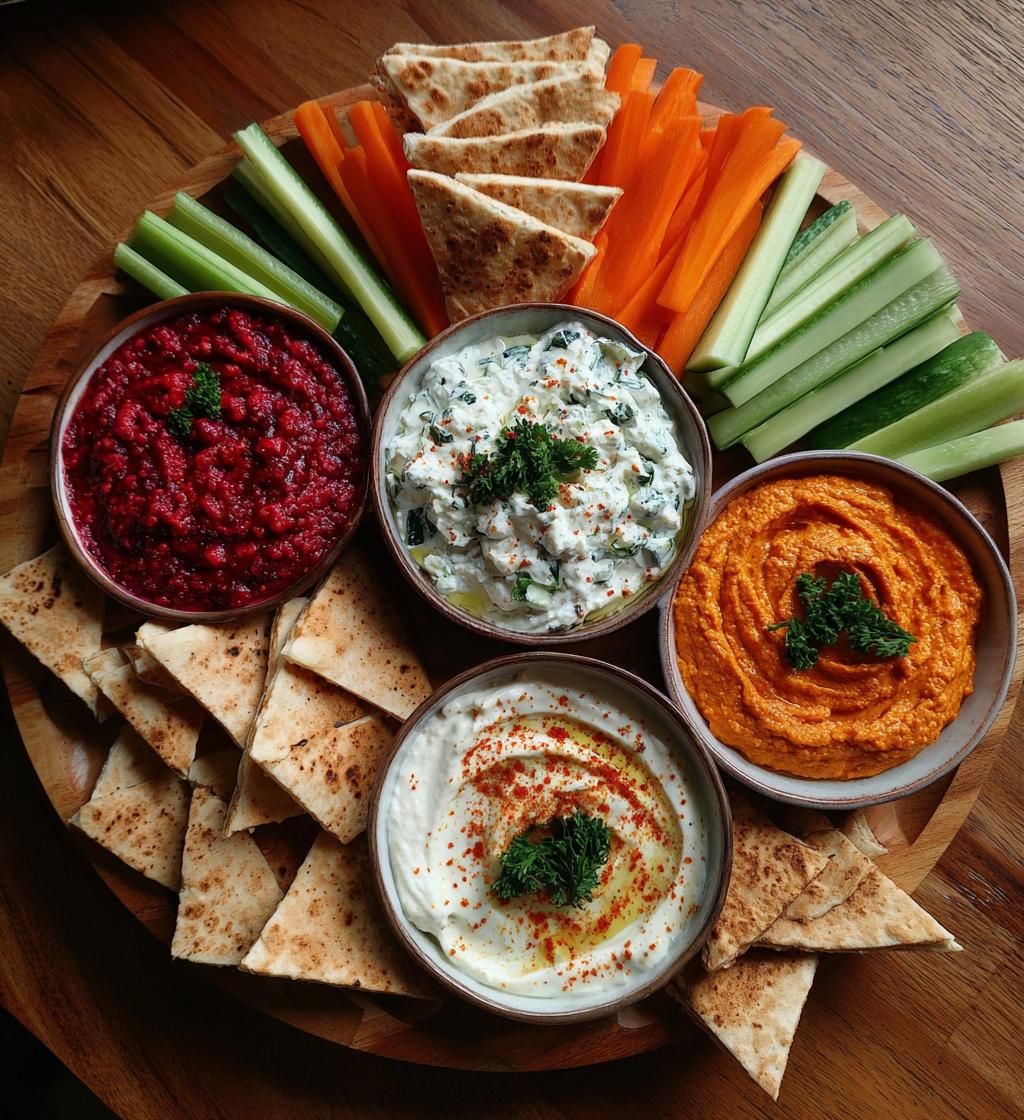 Tricolore Dip Platter Muhammara Hummus Tzatziki - detail 1