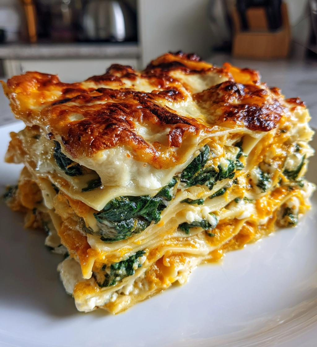 Vegetarian Pumpkin Spinach Lasagna - detail 1