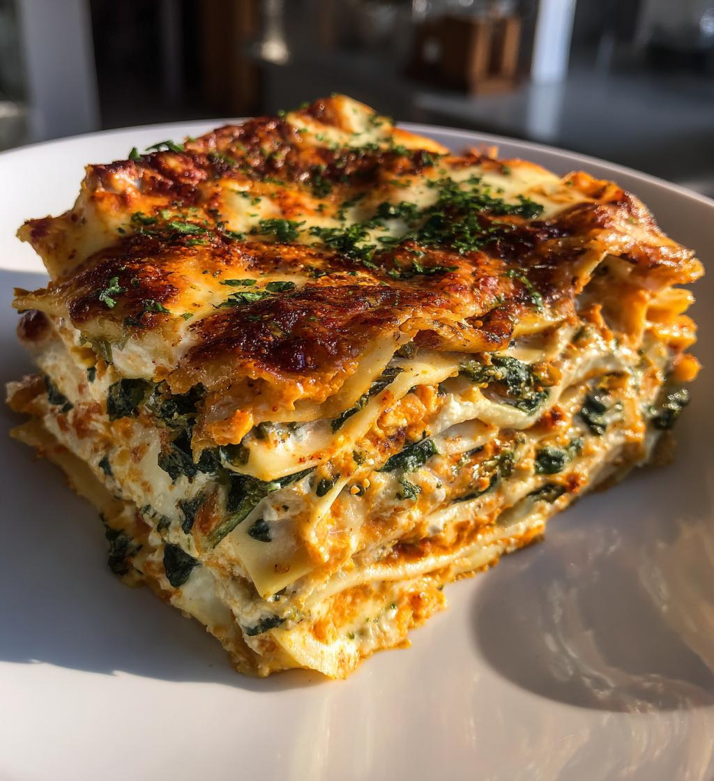Vegetarian Pumpkin Spinach Lasagna